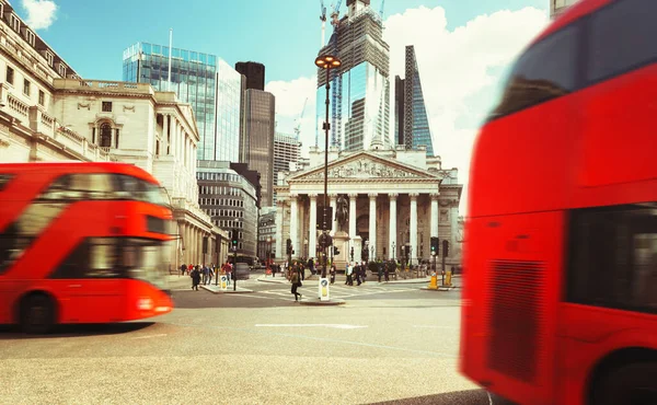 Royal Exchange London Red Bus — Stock Photo, Image