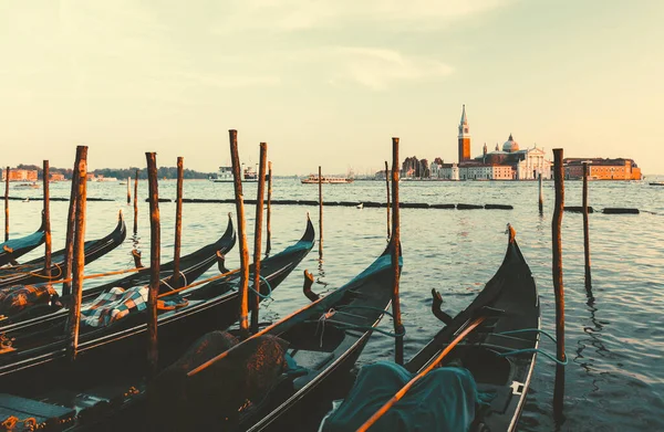 Gondels Grand Canal San Giorgio Maggiore Kerk Venetië — Stockfoto