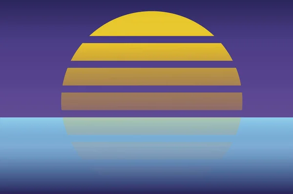 Retro 80s słońce krajobraz futurystyczny. Styl tła 80s Sci-Fi. Nadaje się do druku wzór, w latach 80 stylu — Wektor stockowy
