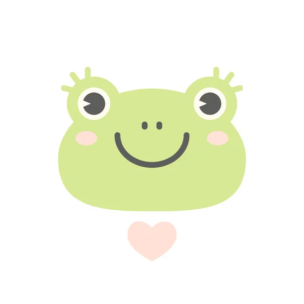 可爱的扁平青蛙标志或图标 — 图库矢量图片