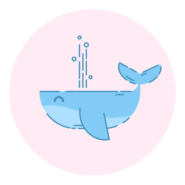 Cute Whale Logo Outlined Icon — Stock Vector