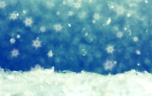 Weihnachten Defokussierter Feiertagshintergrund Schnee Und Schneeflocken Platz Für Text Selektiver — Stockfoto