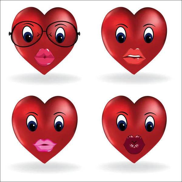 Emoji Coeur Lèvres Souriantes Créateur Sexy Collection Design Vectoriel Parties — Image vectorielle