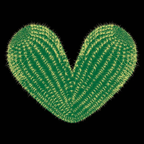 Corazón espinoso. Vector cactus espinoso en forma de ilustración del corazón — Vector de stock