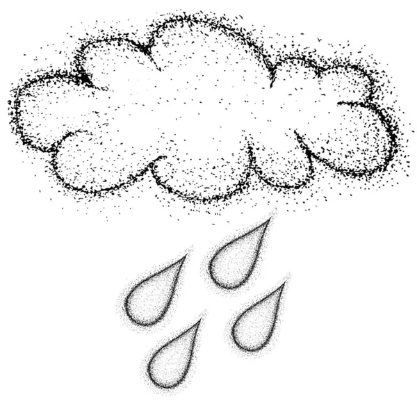 Vektorové grunge mraky déšť pokles ilustrace počasí ikony sada — Stockový vektor