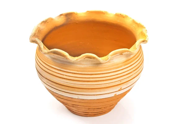Oală Flori Ceramice Izolată Alb — Fotografie, imagine de stoc