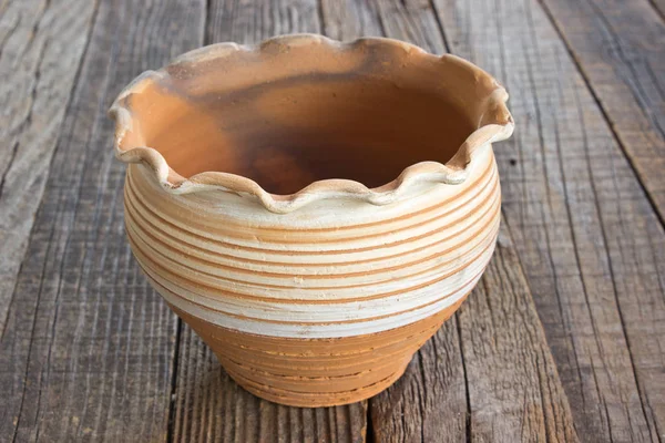 Ceramic Flower Pot Wooden Background — Stock Photo, Image