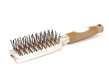 Beyaz adam izole saç fırçası
