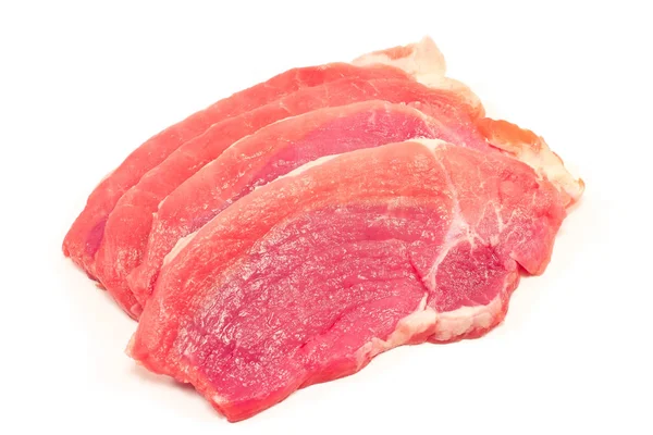 Rohes Schweinefleisch Kotelett Isoliert Auf Weiß — Stockfoto