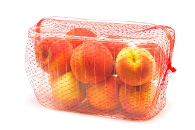 Şeftali beyaz izole satılık paketlenmiş