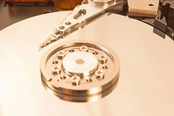 Hard disk internal  mechanism close up — Stock Photo, Image