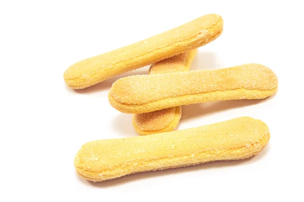 Ladyfinger kekse isoliert auf weißem hintergrund — Stockfoto