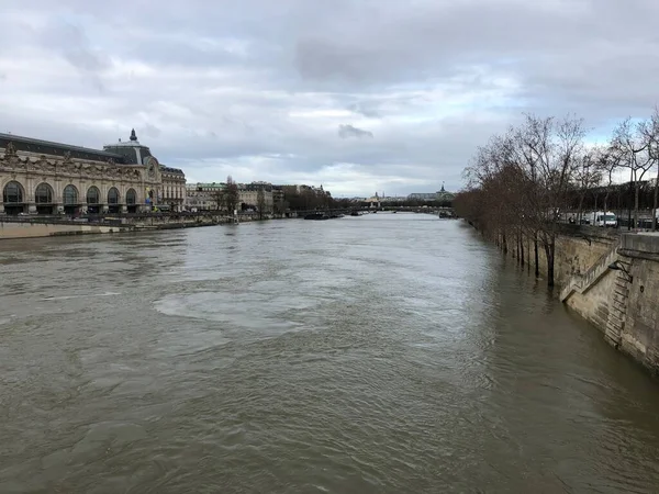 Overstroming Seine Parijs Maart 2020 — Stockfoto