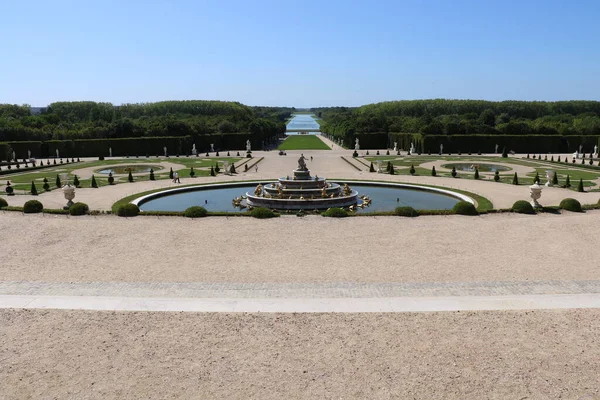 Vista Perspectiva Dos Jardins Palácio Versalhes — Fotografia de Stock