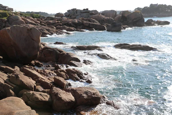 Cote Granit Gülü Pembe Granit Sahili Fransa — Stok fotoğraf