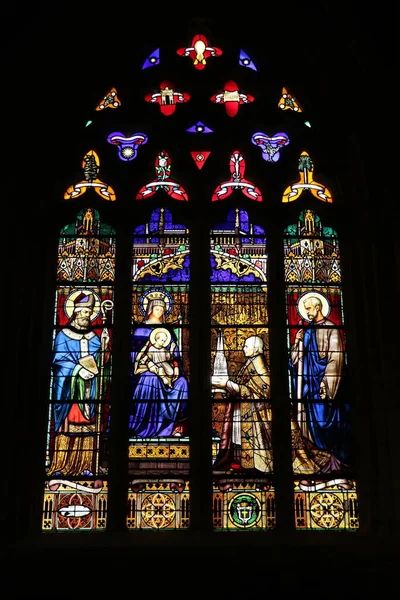 Glasfenster Der Kathedrale Der Stadt Quimper Frankreich — Stockfoto