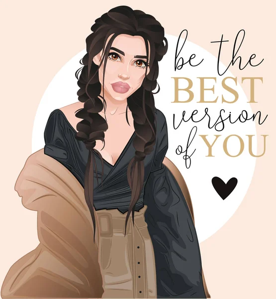 Kız moda örgüler motivative yazıt ile