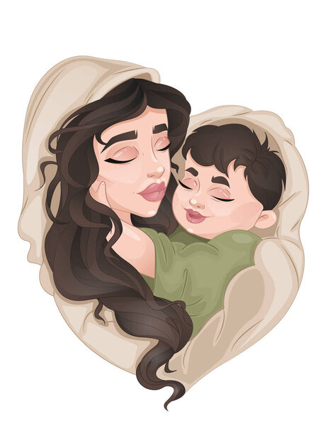 Мария с младенцем Иисусом на белом фоне
