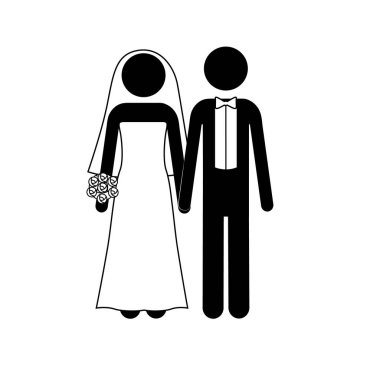 Gelin ve damat düğün siluetleri varyant 2