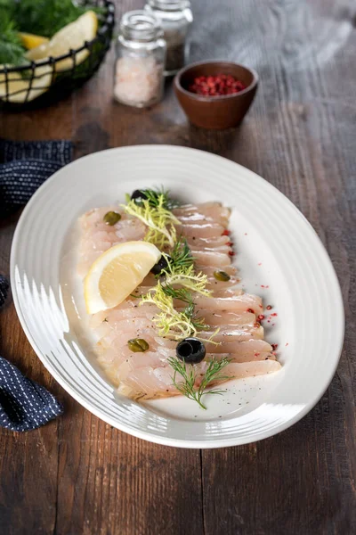 Muksun cutlets served in a white plate. Close-up shot in the decor — Stock Image Muksun Cutlets Served White Plate Close Shot Decor Royalty Free Stock Photos