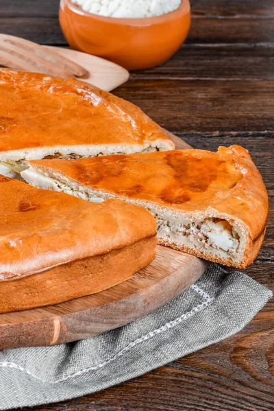 Home Pie Wooden Table Shot Close Decor — Stock Photo, Image