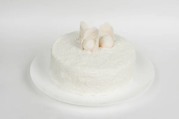 白いショットでお祝いケーキアップ上の白い — ストック写真