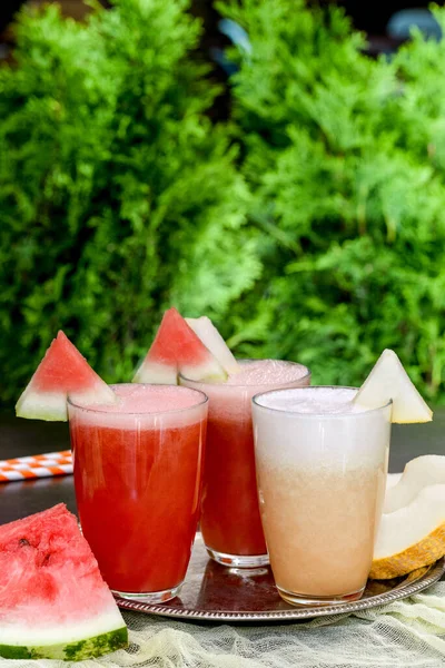 Limonada Fresca Sandía Melones Primer Plano Verano —  Fotos de Stock