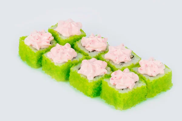 Sushi skott på en vit bakgrund sidovy — Stockfoto