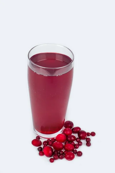 Κόκκινο Ποτό Φρούτων Μούρο Ένα Ποτήρι Ποτήρι Λευκό Φόντο — Φωτογραφία Αρχείου