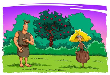 God gave Adam and Eve leather clothes when they sinned clipart