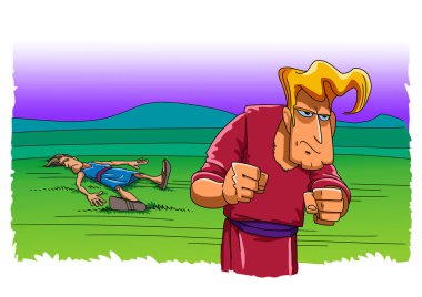 Evil Cain killed his brother Abel in the field clipart