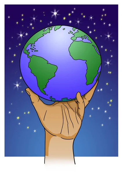 The Hand of God the Creator holds the Globe — Stock Photo, Image