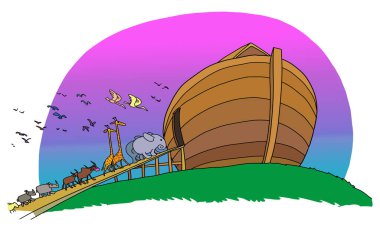 Different animals come in the ark of Noah. clipart