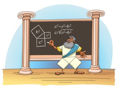 Matematikçi Pisagor teoremi yazar ve kanıtlar.