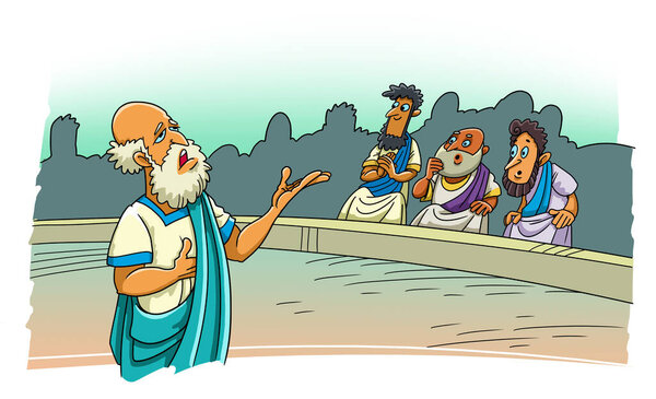 The Greek philosopher speaks in the stadium