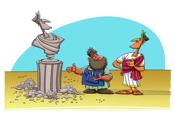 The sculptor created a bust of the emperor