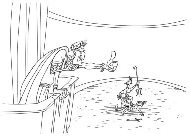 İmparator Gladyatör 'e merhamet göstermeye karar verdi.