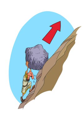 Adam dağa taş atıyor.