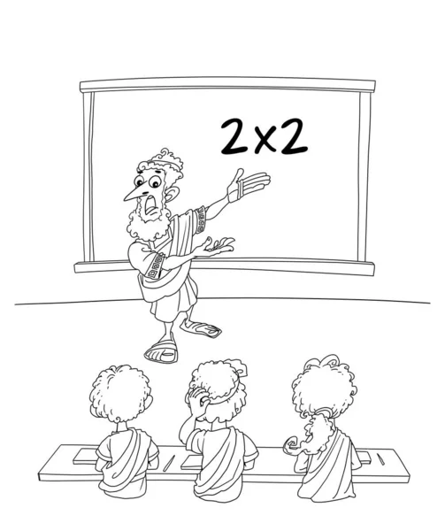 그리스의 선생님께서 학생들에게 과제를 하라고 하시는데 정답을 모릅니다 — 스톡 사진