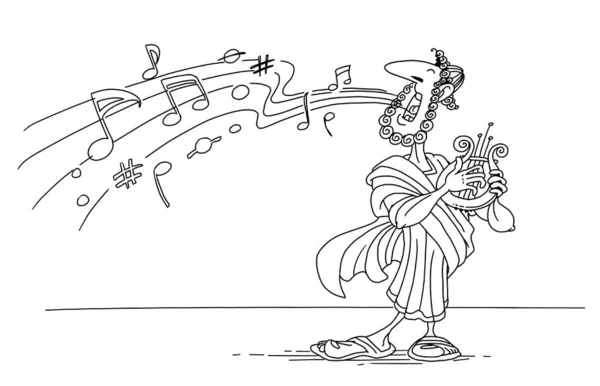 ギリシャの音楽家がハープと歌を演奏 — ストック写真