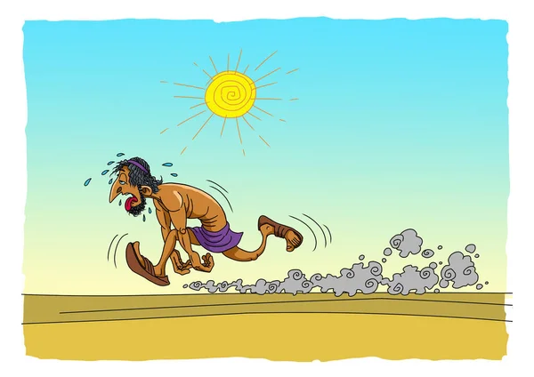Griechischer Marathonläufer Läuft Durch Die Wüste Stockbild
