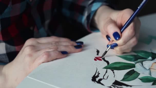 Dessiner Beaux Oiseaux Avec Des Fleurs Aquarelle Sur Une Feuille — Video