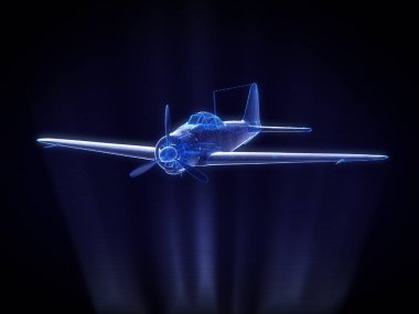 Eskiler 'e ait bir uçağın arka plan 33d' lik mavi röntgeni.