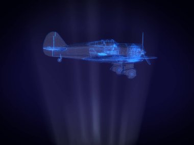 Eskiler 'e ait bir uçağın arka plan 33d' lik mavi röntgeni.