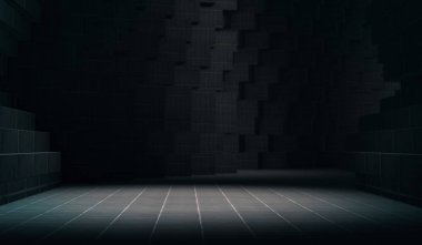 Prodüksiyon sahne ışığı arka planı, soyut boş alan 3D görüntüleme