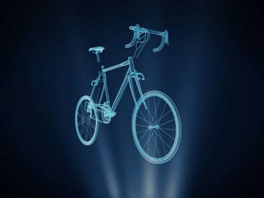 Hologram Wireframe 3d biçiminde parçalanmış bisiklet