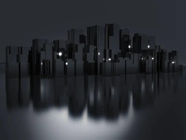背景的抽象城市 黑暗的城市 3D渲染 — 图库照片