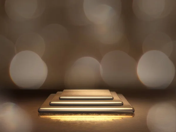 Görüntü için kaldırım, tasarım için platform, Bokeh arkaplan 33d görüntüleme ile boş ürün standı.