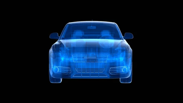 Bir Karanlık Background Render Mavi Işını Araba — Stok fotoğraf