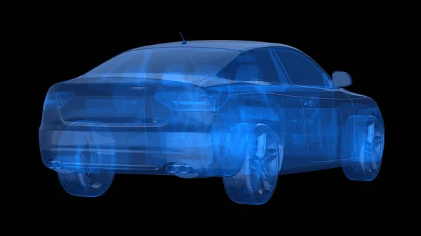 blue x-ray car on a dark background.3D rendering